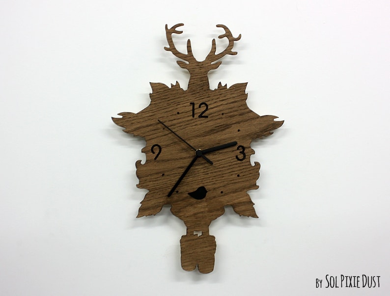 Deer Modern Cuckoo Clock Wooden Wall Clock Etsy