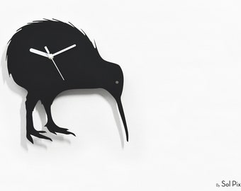 Kiwi Bird Silhouette Wall Clock - Kiwi Bird Wall Decor - Wildlife Animals Decor - Kiwi Gifts - New Zealand Gift - Kids Room Decor - Wildlife