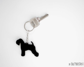 Soft Coated Wheaten Terrier Dog Keychain Silhouette
