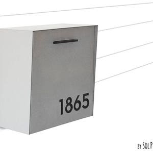 Mailbox with Concrete Face (Door), Brush Silver Aluminum Body and Black Acrylic, Modern Style, Custom Mailbox, Wall Mounted Mailbox, Type 1