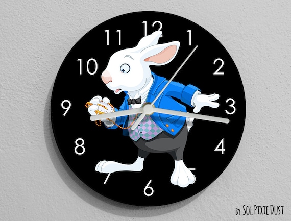Alice Clock - Wonderland - White Rabbit - Wall Clock - Etsy UK
