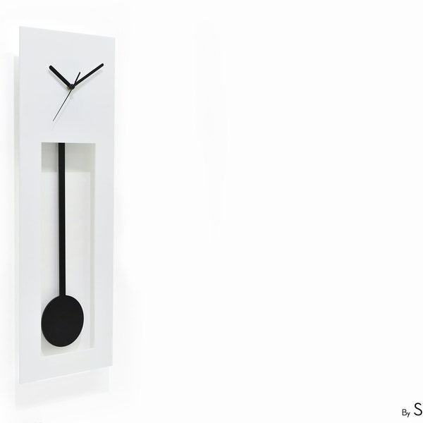 Design franchement moderne – Pendule grand-père moderne – Horloge murale/horloge de table – Personnaliser le cadran blanc/pendule noir (comme photo principale)