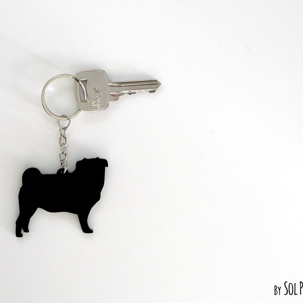 Pug Dog Keychain Silhouette