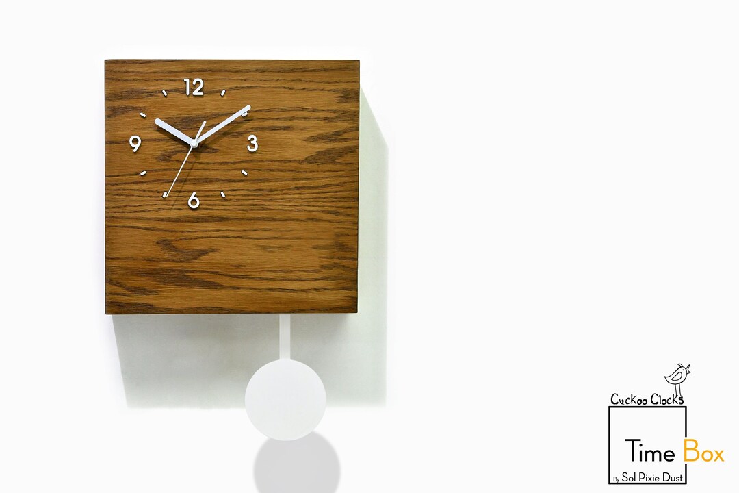 Wooden Time Box Clock - Secret Compartment - Dark Oak Varnish ...