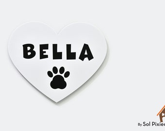 Dog Name Sign Heart Shape, White and Black Acrylic Sign, Personalized Dog Name Sign, Pet Sign, Dog House Sign