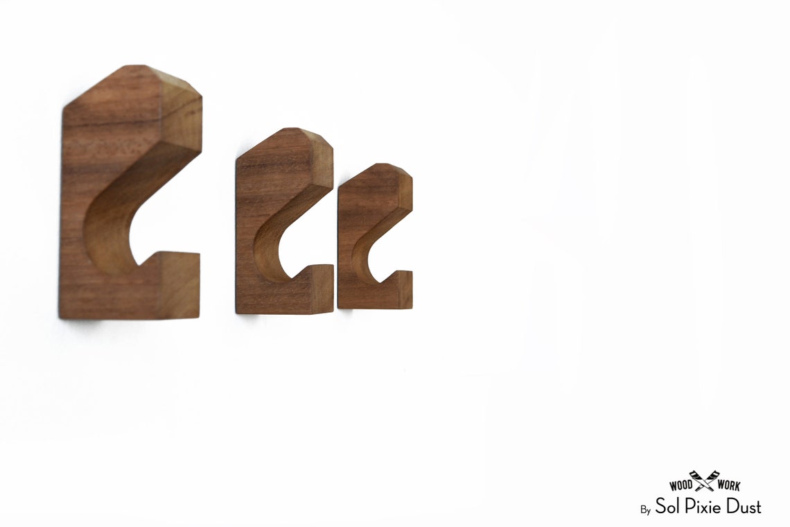 Modern Wooden Wall Pegs Coat Hook Solid African Teak Etsy