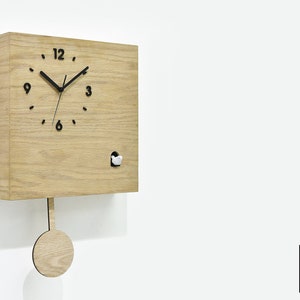 Modern Cuckoo Bird Time Box Clock - Natural Wood - Secret Compartment - Wall Mount Pendulum Clock - Rustic Deco - Farmhouse - New House Gift