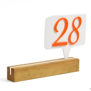 Modern Table Numbers Sign - Wood / White Acrylic - Personalized Table Number - Table Numbers Wedding - Custom Number Signs - Restaurant Sign