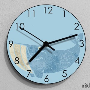 Whale Watercolor Wall Clock - Kids Nursery Room, Teens Room, Baby Room  - Wall Clock