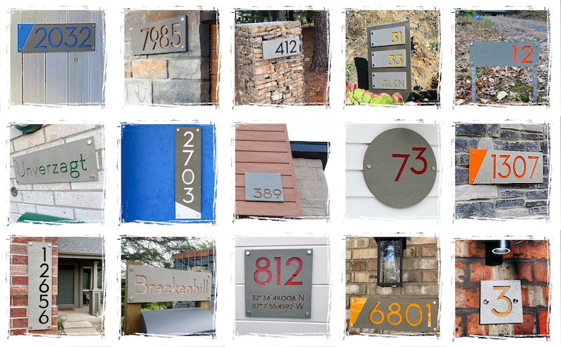 Modern House Numbers, Rectangle Concrete with Marine Plywood Contemporary Home Address Sign Plaque Door Number image 6