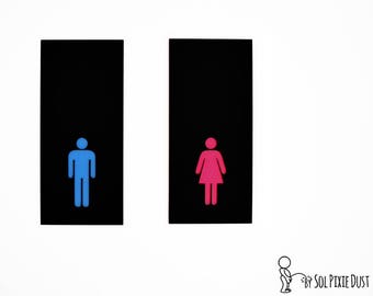 Gentlemen & Ladies Set of two Bathroom Sign - Modern Restroom Signs - Funny WC Signs - Men / Women - Office Restroom Signs - WC Signage