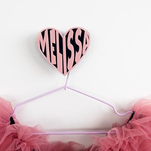 Custom Name Wall Hook - Heart Candy Pink - Personalized Wall Hook - Kids Room Deco - Coat Hook - Nursery Room - Decorative Wall Peg