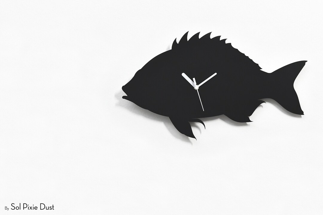 Carp Fish Silhouette Wall Clock Fish Wall Decor Fish Clock Lake Home Decor Fish Lover Gift