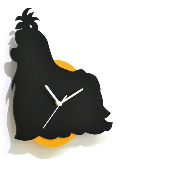 Wagging Tail Shih Tzu Dog - Black & Yellow Silhouette - Wall Clock