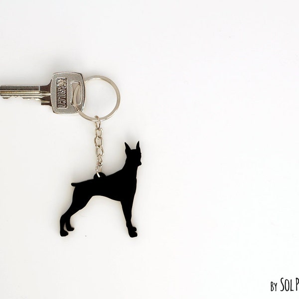 Doberman Pinscher Keychain Silhouette