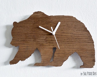 Bear Silhouette - Wooden Wall Clock