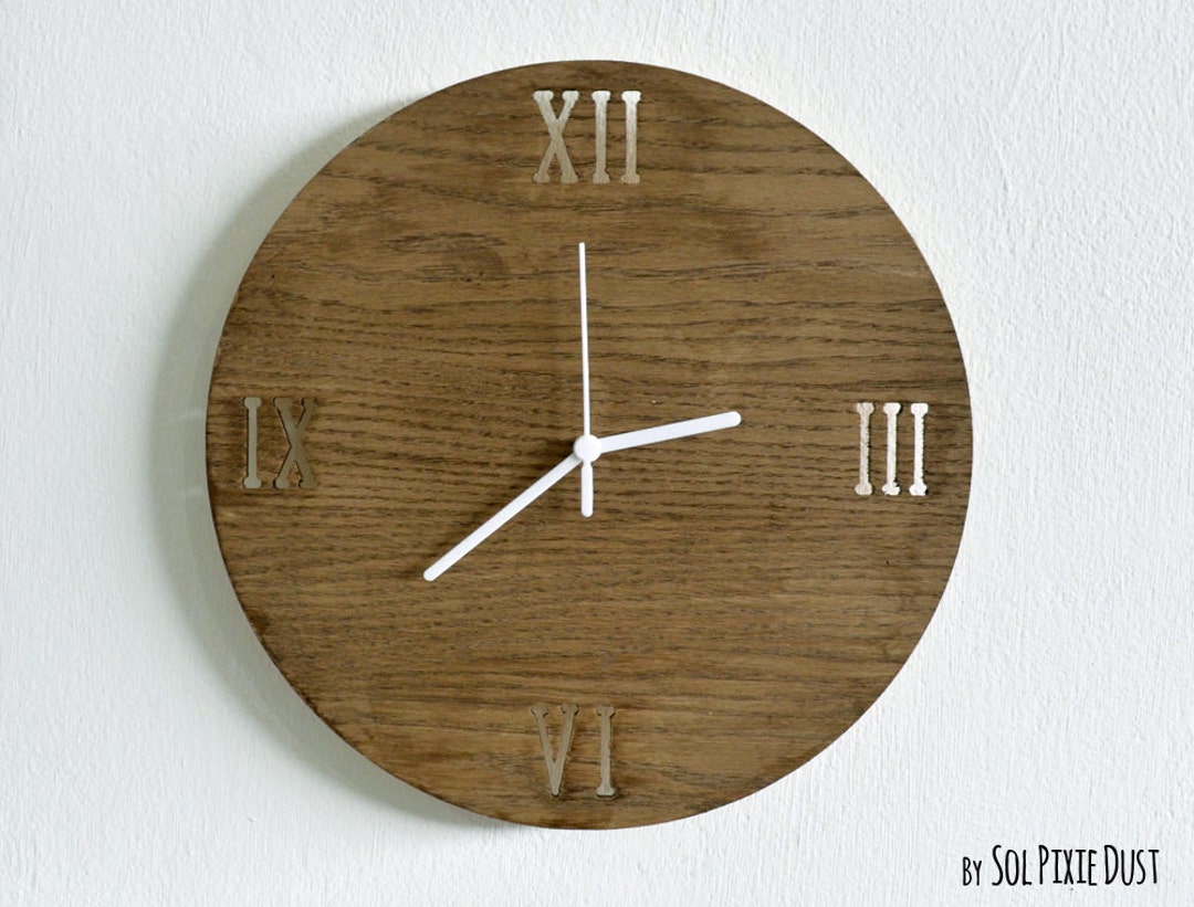 Wooden Simply Circle Latin Numbers - Wooden Wall Clock - Etsy