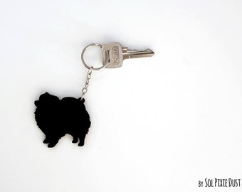 Pomeranian Dog Keychain Silhouette