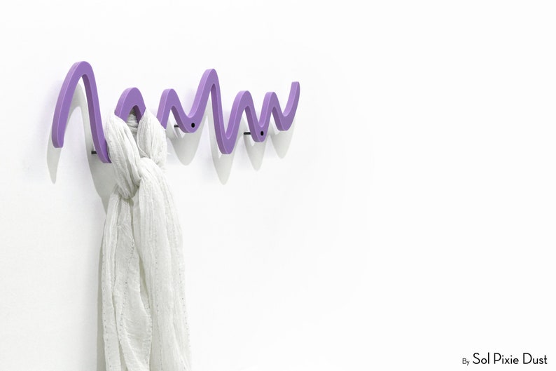 Modern Decorative Wall Hook Purple Zick Zack Coat Rack Etsy