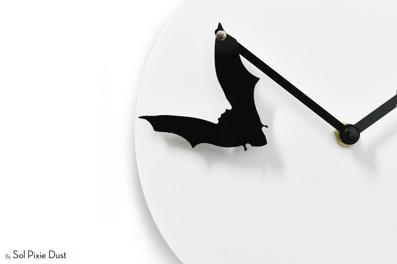 Unique Minimalist Wall Clock - Black & White With Hanging Bat - Wall ...