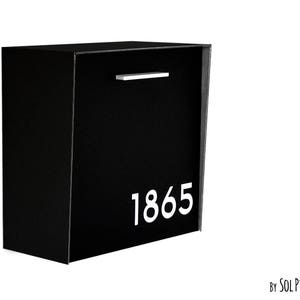 Mailbox with Aluminum Black Face and Body and White Acrylic numbers, Modern Design, Custom Mailbox, Wall Mounted Mailbox, Mailnest Type 1