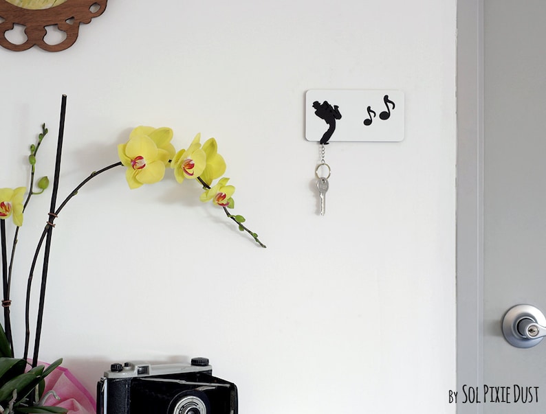 Man Playing Saxophone Silhouette Key Holder Key Chain Etsy