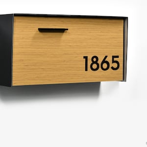 Mailbox with Aluminum Bamboo Face, Black Aluminum Body and Black Acrylic Numbers, Custom Personalized Mailbox, Modern Wall Mounted, Type 3