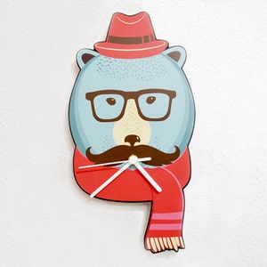 Hipster Bear - Wall Clock