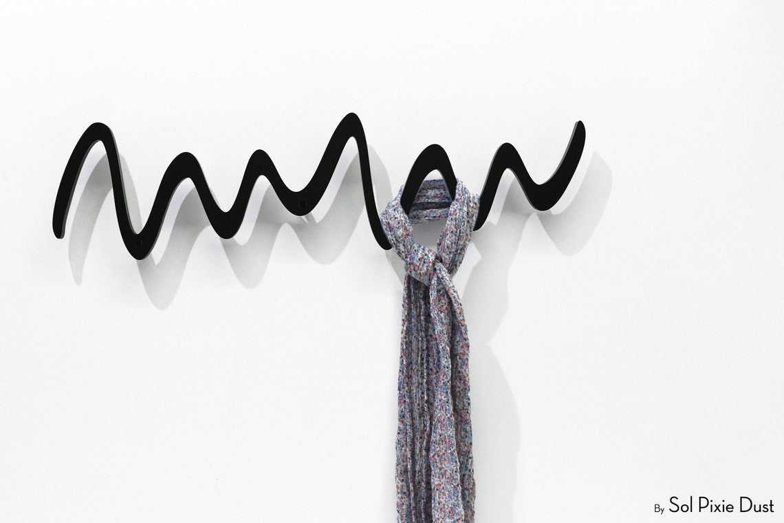 Modern Decorative Wall Hook Black Zick Zack Coat Rack Etsy