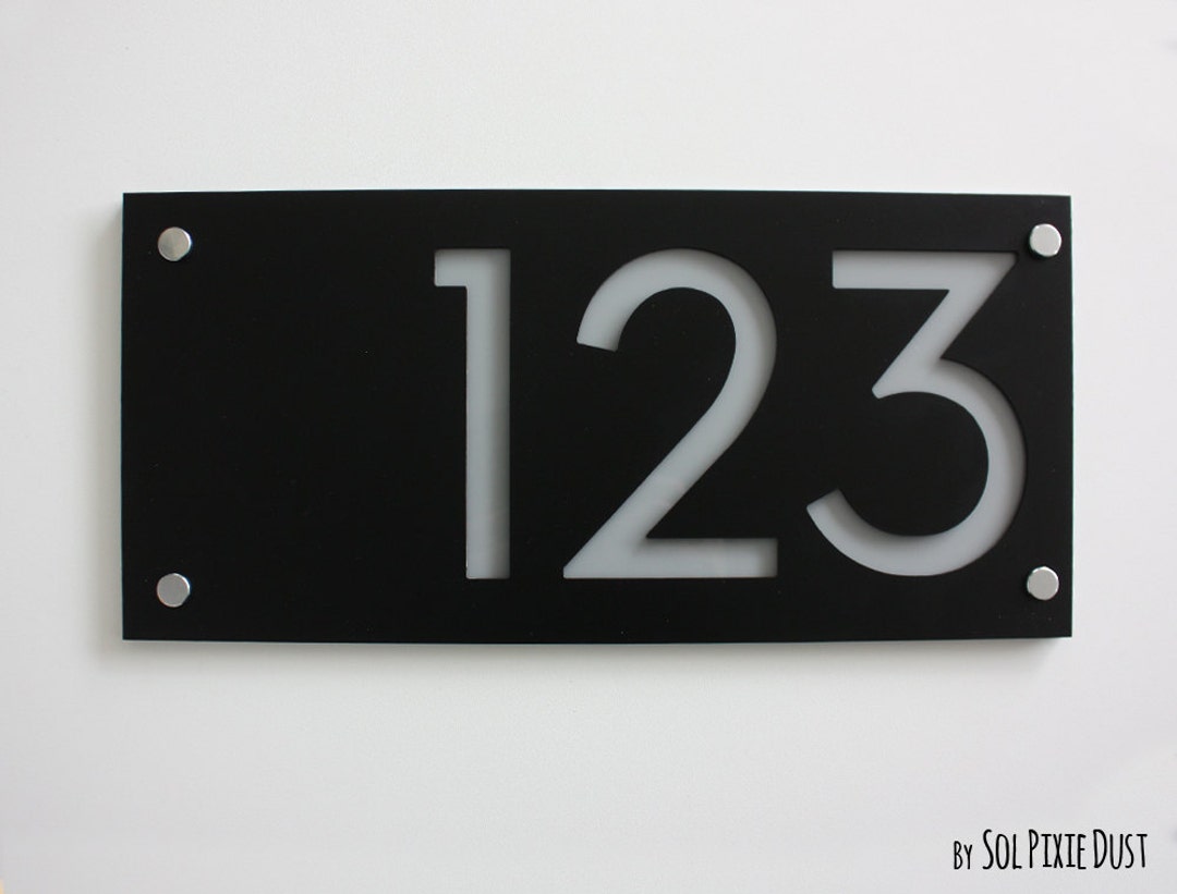 Modern House Numbers - Rectangle Black With Gray Acrylic - Contemporary ...