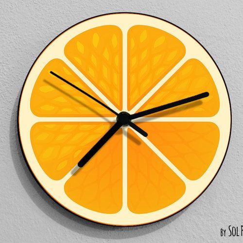 Orange Fruit Wall Clock Etsy Ireland