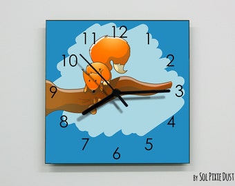 Squirrel on Tree Wall Clock - Kids Nursery Room, Teens Room, Baby Room  - Wall Clock