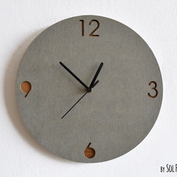 Concrete and Wood Circle Wall Clock  - Modern Wall Clock - Home Decor - Contemporary - Minimalist Wall Art - Gift Idea - Housewarming Gift