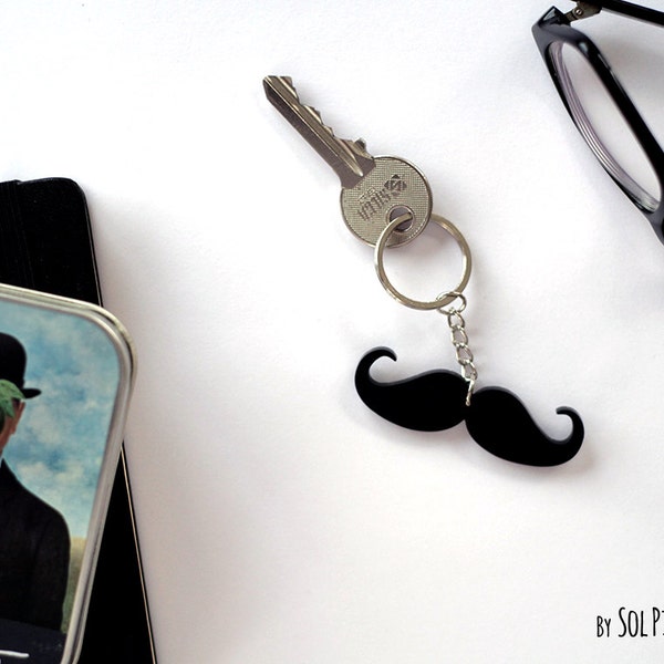Porte-clés - Hipster Moustache Silhouette