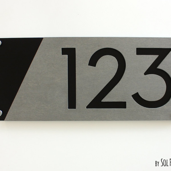 Moderne Hausnummern aus Beton mit schwarzer Acrylfarbe - Moderne Hausnummer - Hausnummer - Schild - Hausnummer