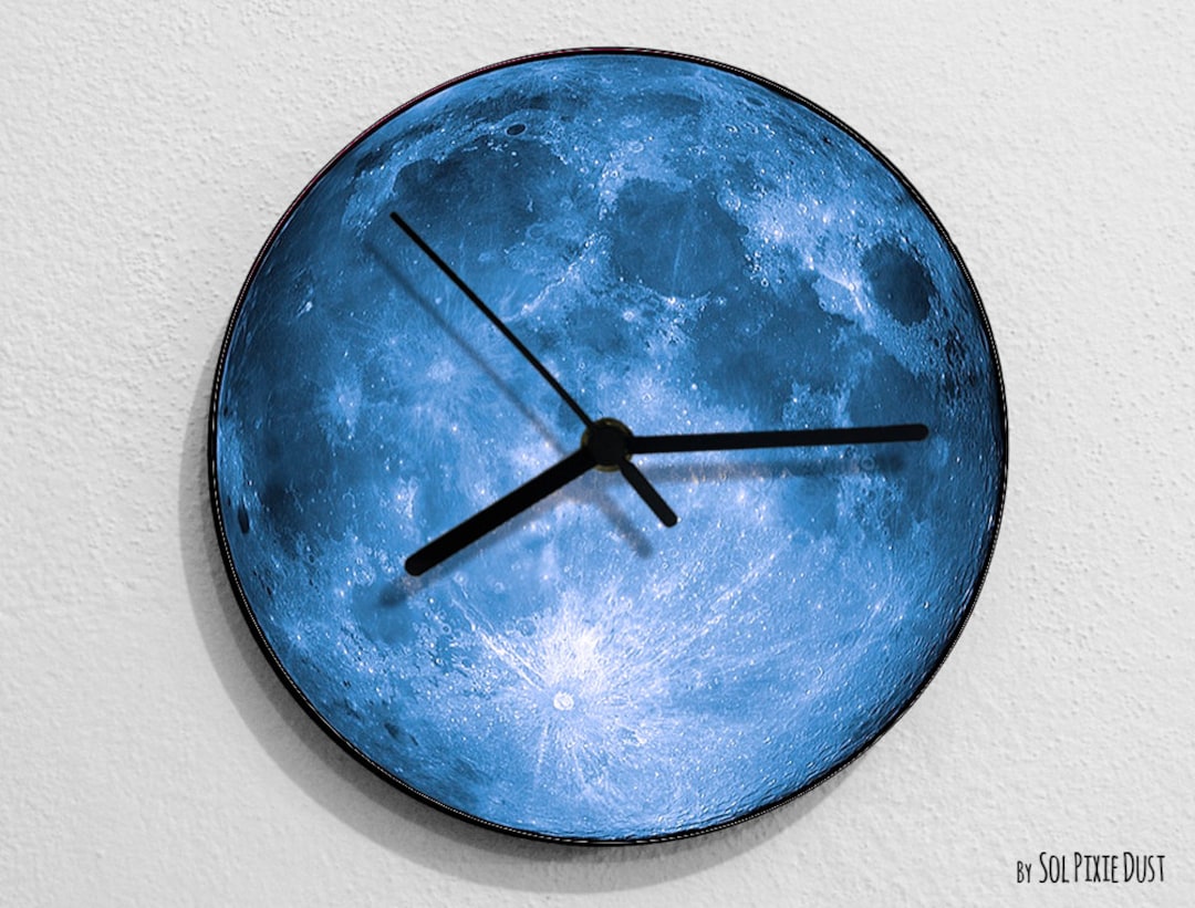 Blue Moon - Moon Wall Clock - Room Decor - Wall Clock Unique
