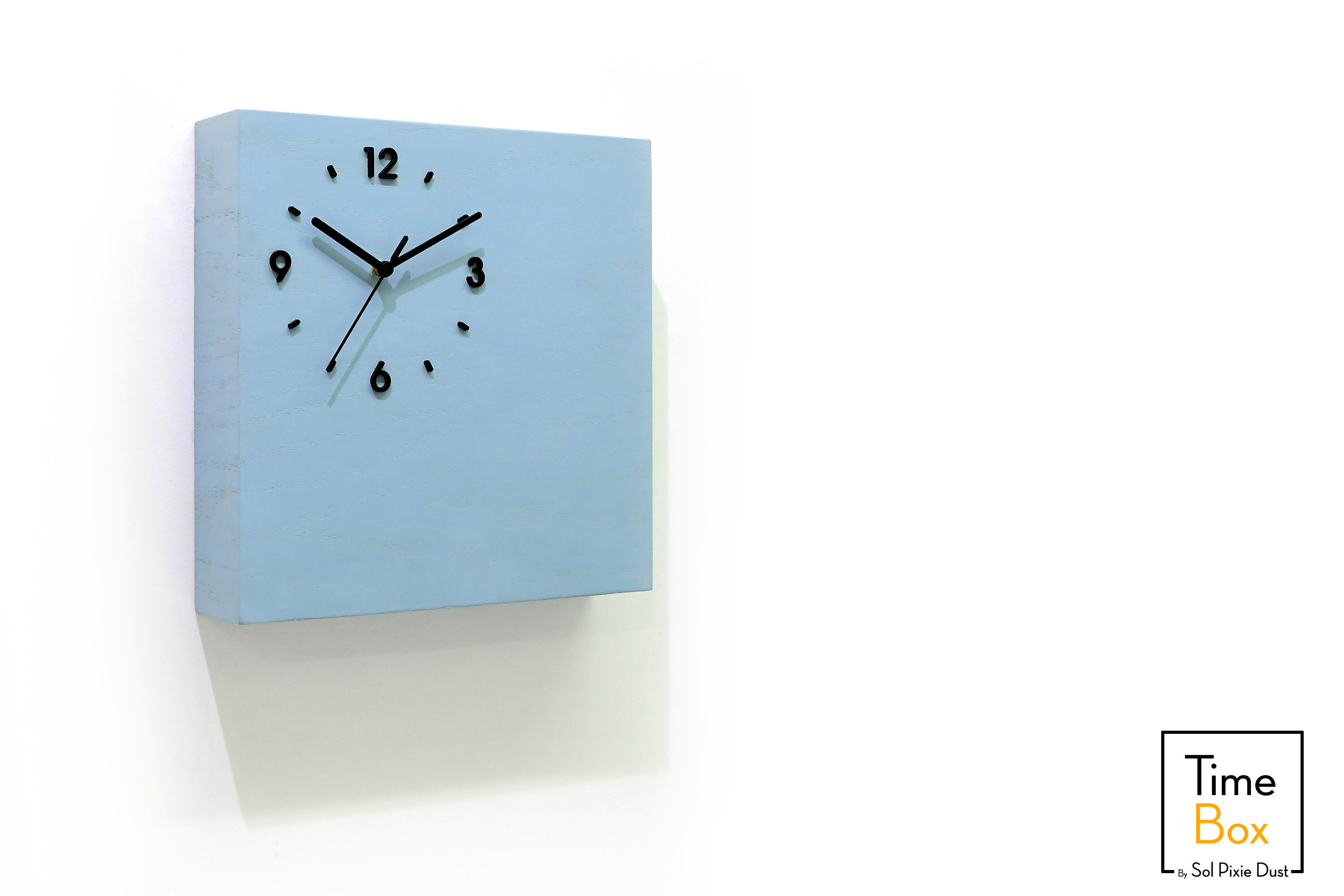 Time Clock Box Wooden Time Box Clock With Secret Compartment - Blue Chalk - Pendulum ...
