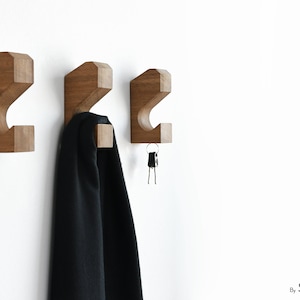 Modern Wooden Wall Pegs - Coat Hook - Solid African Teak Wooden Peg - Decorative Wall Mounted Hook - Deco Wood Work - Wall Hanger - Style 1