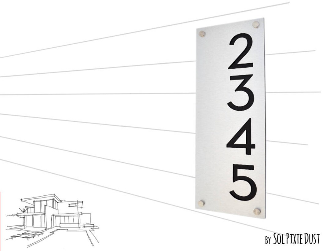 Building Numbers Modern House Numbers, Alucobond With Black Acrylic - Vertical 2 ...