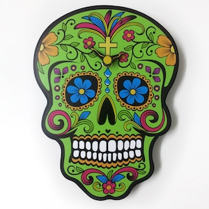 Green Sugar Skull - Day of the Dead -Dia de Los Muertos - Calavera - Wall Clock