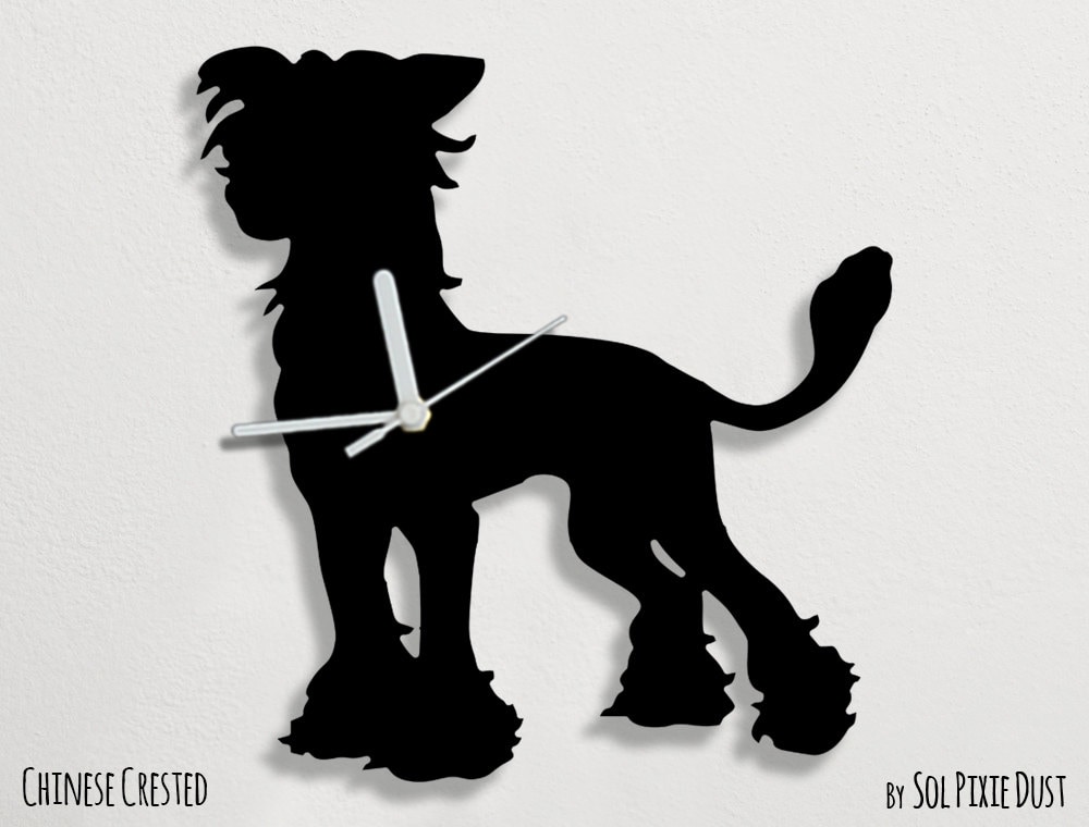 Chinese Crested Dog - Wandklok Silhouet