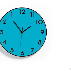 Reverse Wall Clock - Round Blue - Funny Clock - Backwards running Time - Counterclockwise Clock - Fun Retirement Gift - RGB LED 5V Option
