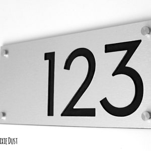 Modern House Numbers, Alucobond with Black Acrylic - Contemporary Home Address -Sign Plaque - Door Number