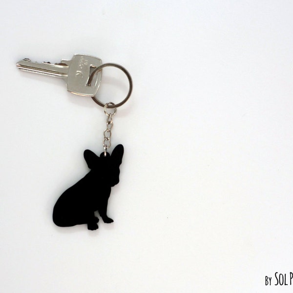 Silhouette de porte-clés pour chien bouledogue français