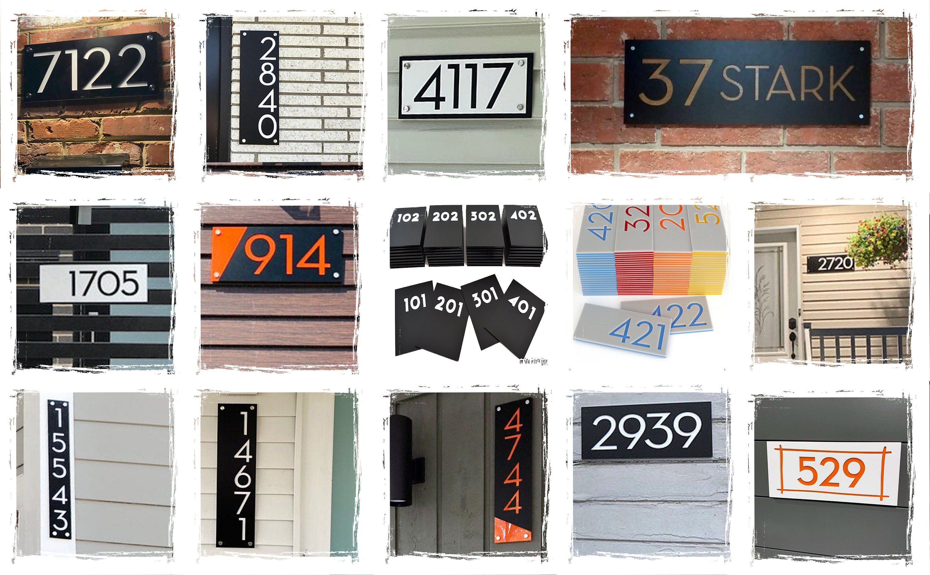Home Number R Rhythm Modern House Numbers - Rectangle White With Black Acrylic ...