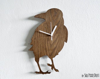 Crow Corvus - Wooden Wall Clock