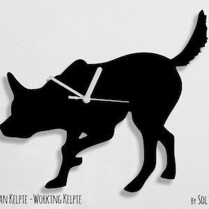 Australischer Kelpie Hund - Wanduhr Silhouette