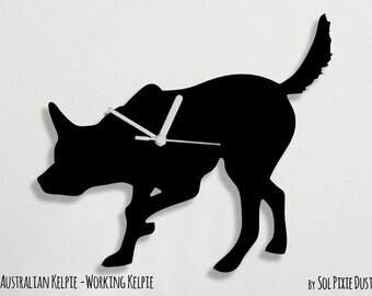 Chien Kelpie australien - Silhouette d’horloge murale