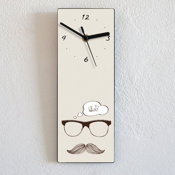 Hipster Glasses and Moustache - Wall Clock