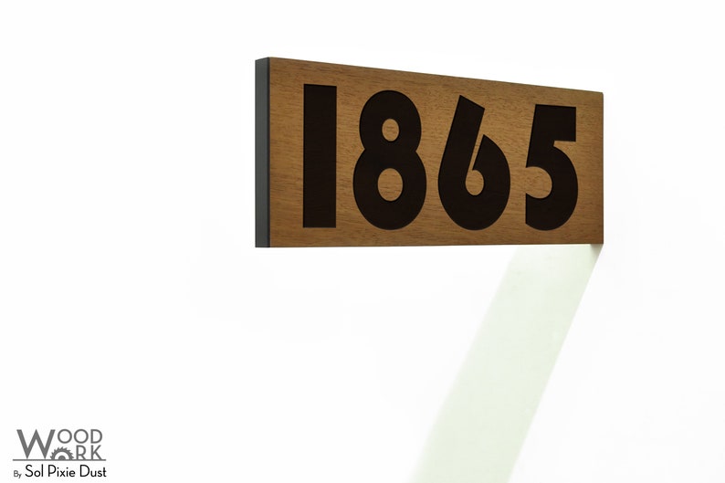 Modern House Plaque Housewarming Gift Laser Engraved Sign Personalized Address Plaque Custom Number Sign Bauhaus Font Numbers